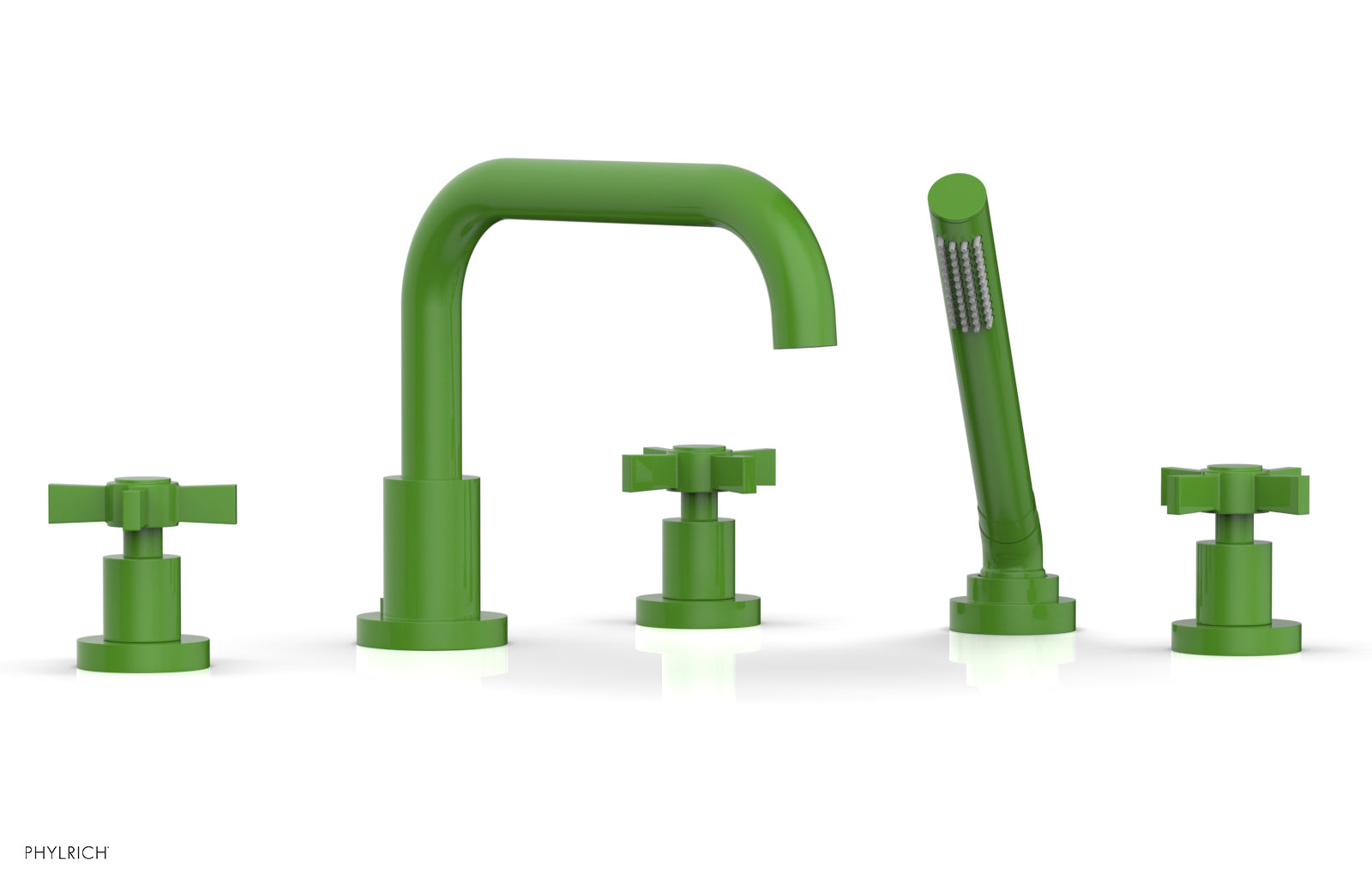 Phylrich BASIC Deck Tub Set with Hand Shower - Blade Cross Handles