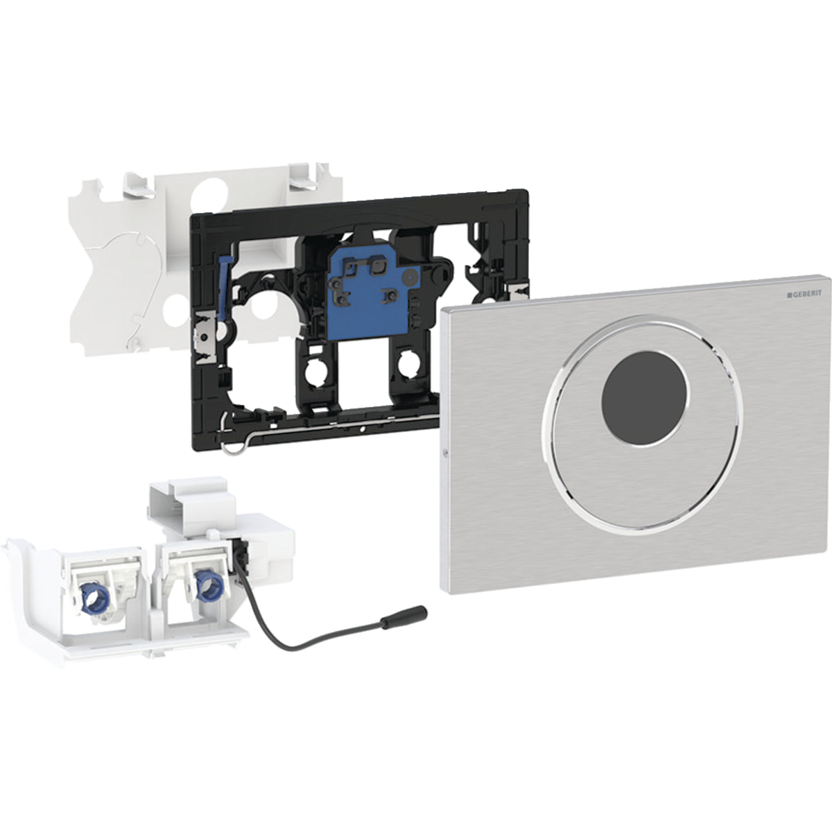 Geberit Toilet Flush Control with Electronic Flush Actuation, Mains Operation, Dual Flush and Sigma 10 Actuator Plate Automatic/Touchless/Manual