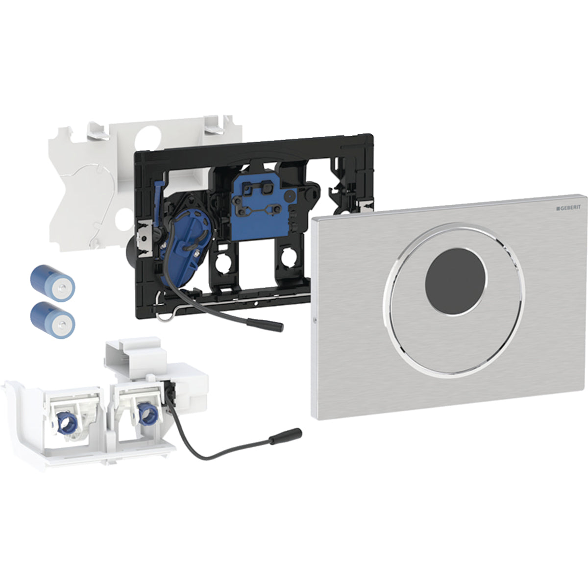 Geberit Toilet Flush Control with Electronic Flush Actuation, Battery Operation, Dual Flush and Sigma 10 Actuator Plate Automatic/Touchless/Manual