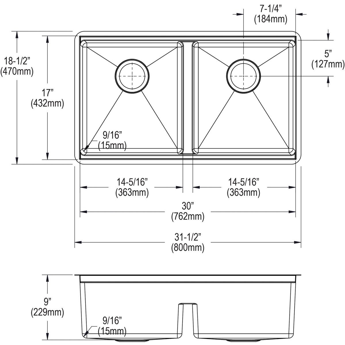 polished satin equal double bowl sink kit