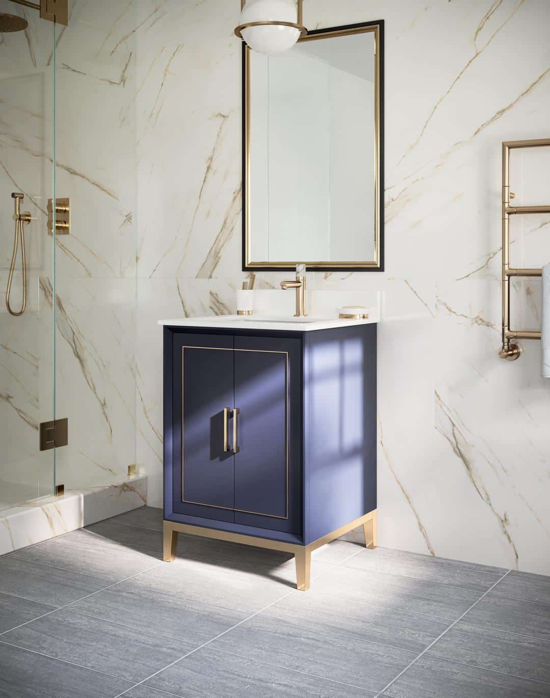 white quartz vanity