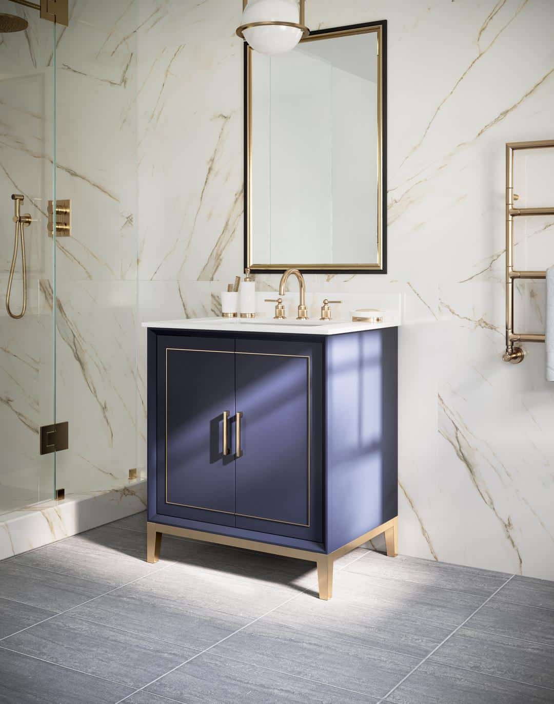 white quartz vanity