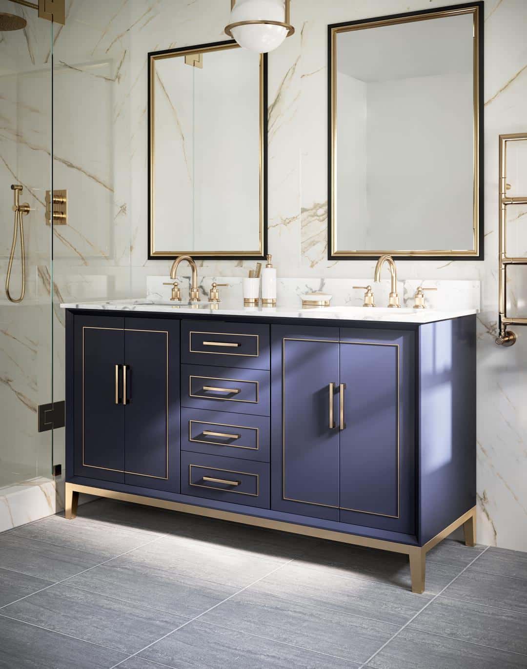 carrara marble vanity