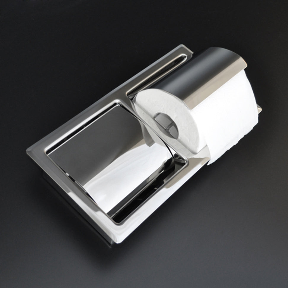 polished stainless steel toilet paper holder