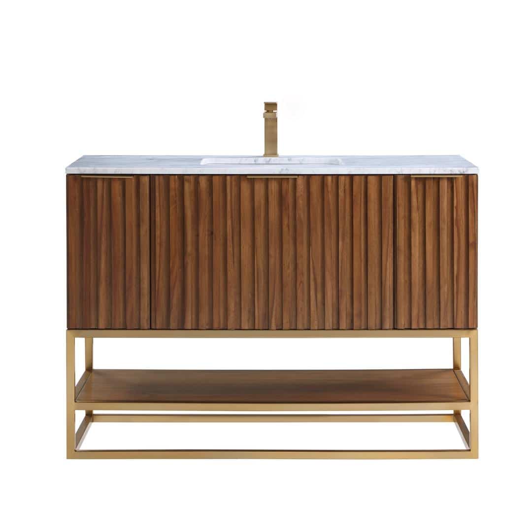 Bemma Terra 48" Single Bathroom Vanity Set Walnut with Satin Brass Trim