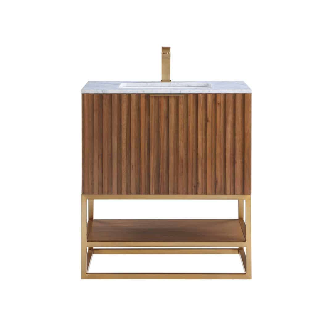 Bemma Terra 30" Single Bathroom Vanity Set Walnut with Satin Brass Trim