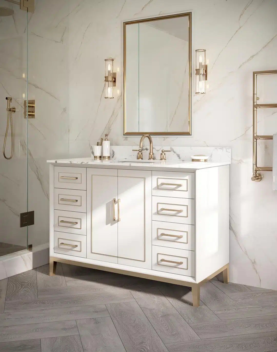 carrara marble vanity
