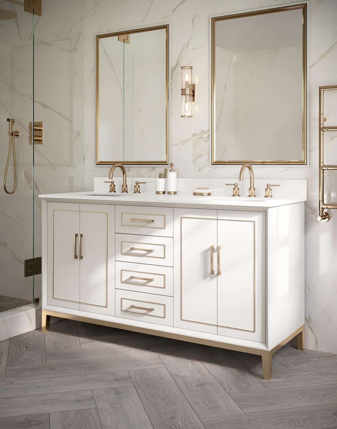 white quartz vanity