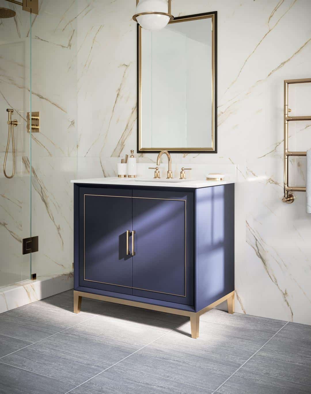 white quartz vanity