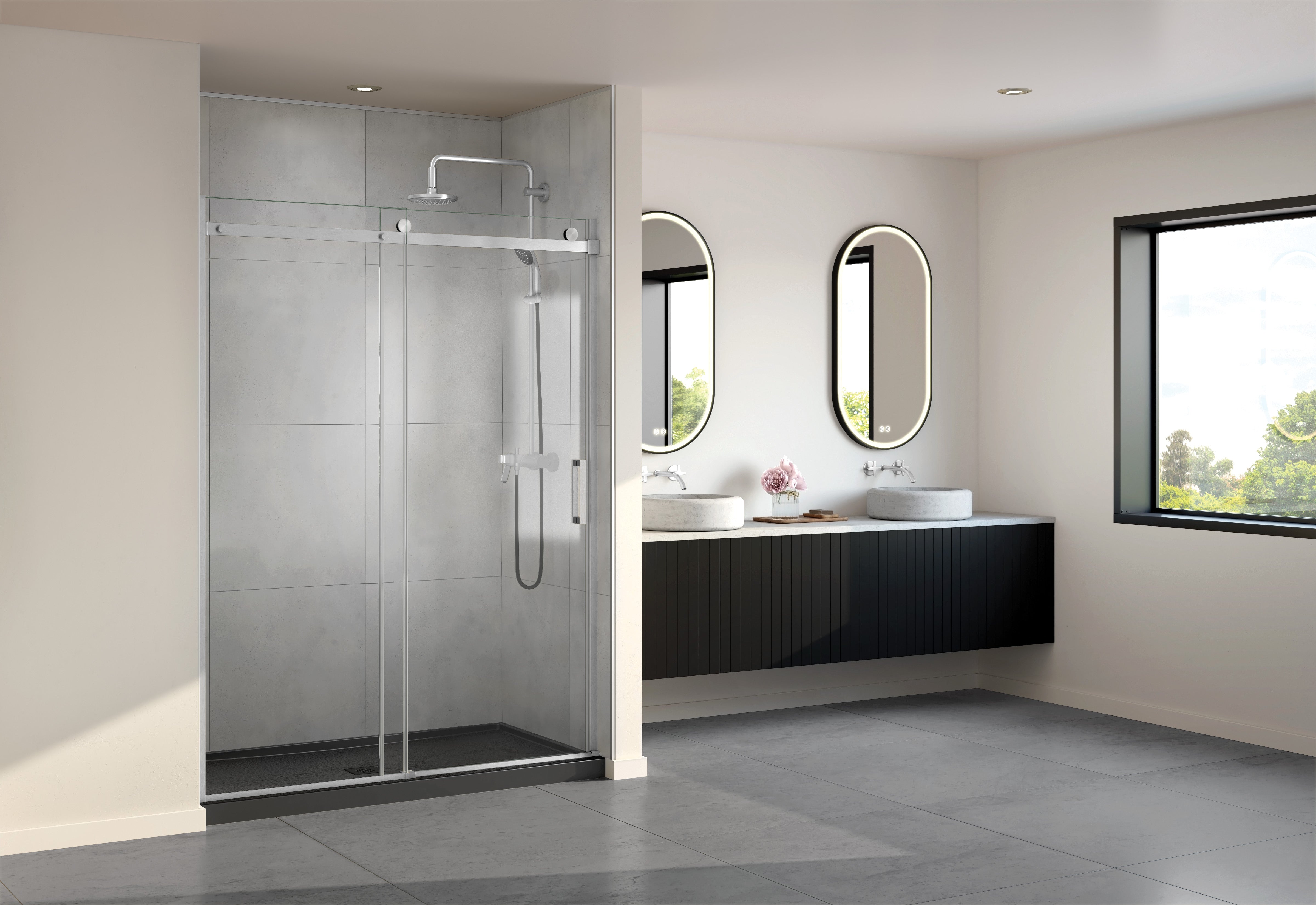 brushed nickel shower door