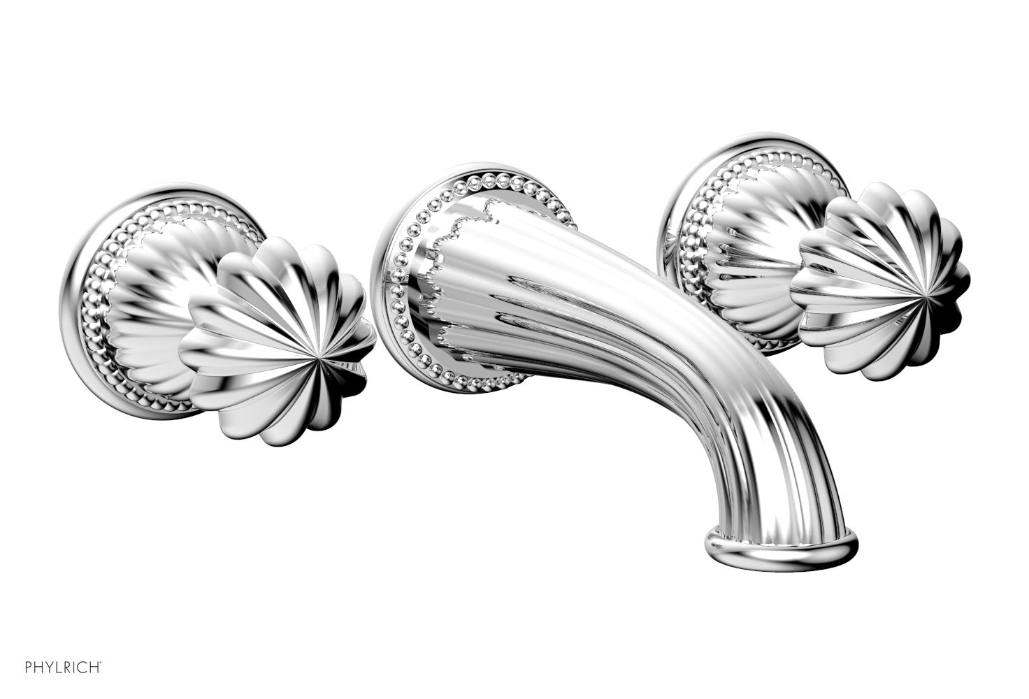 polished chrome wall tub set