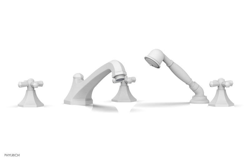Phylrich LE VERRE & LA CROSSE Deck Tub Set with Hand Shower - Cross Handles