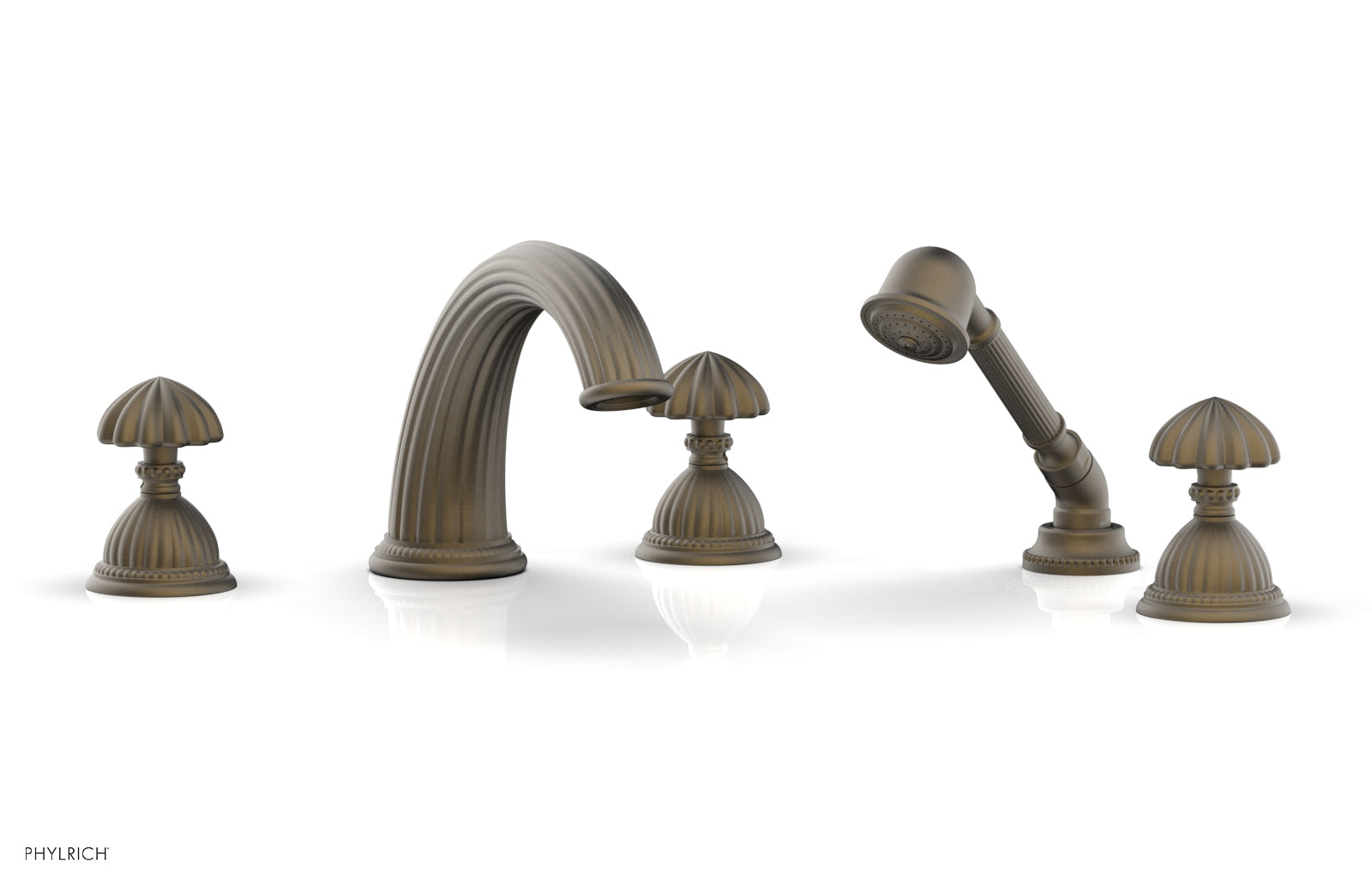 Phylrich GEORGIAN & BARCELONA Deck Tub Set with Hand Shower - Round Handles