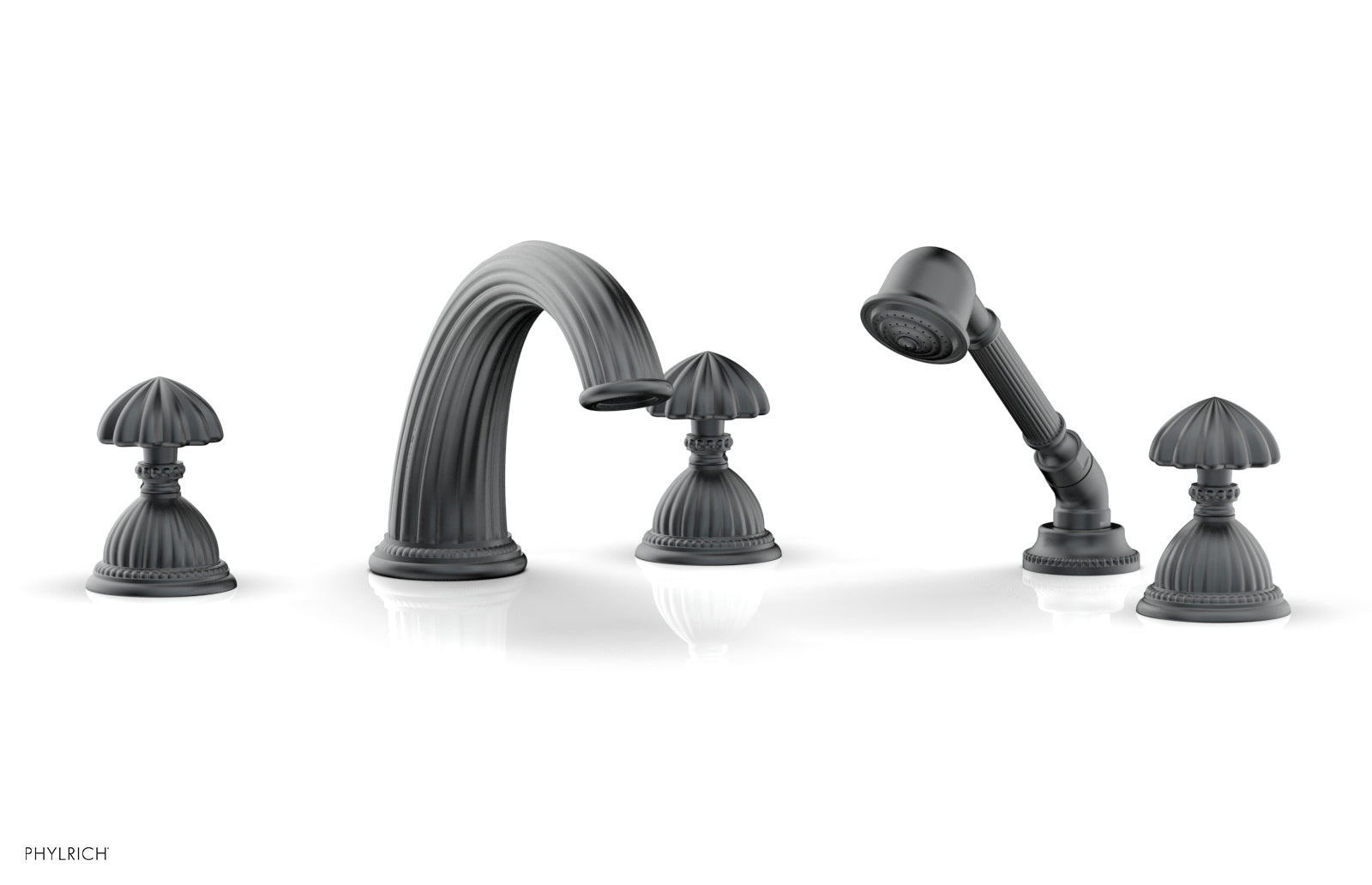Phylrich GEORGIAN & BARCELONA Deck Tub Set with Hand Shower - Round Handles
