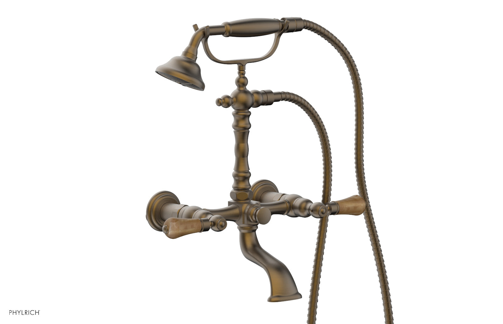 Phylrich REGENT Exposed Tub & Hand Shower - Montaione Brown Onyx Handle