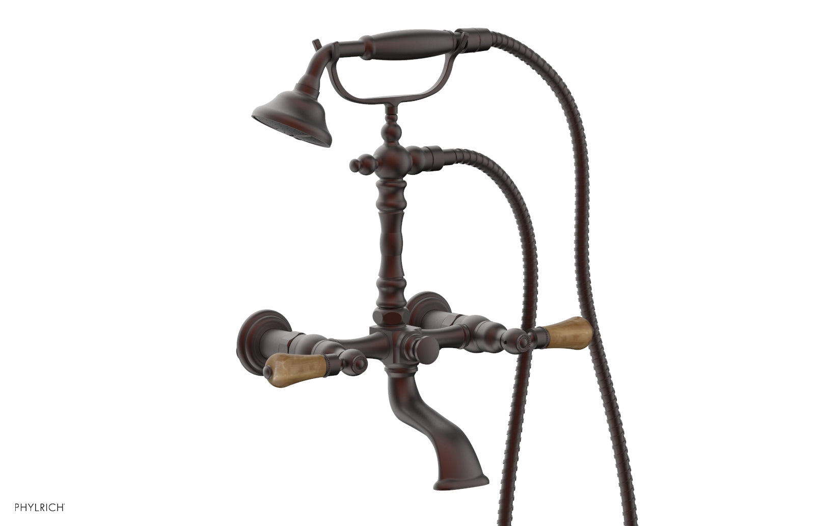 Phylrich REGENT Exposed Tub & Hand Shower - Montaione Brown Onyx Handle