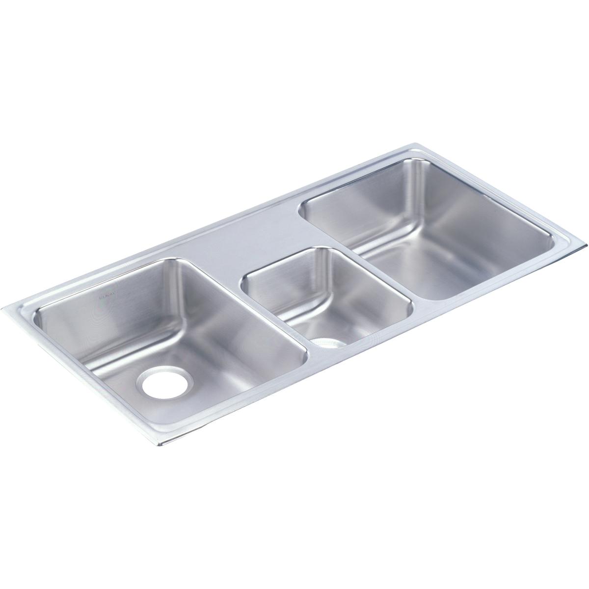 lustrous satin triple bowl drop-in sink