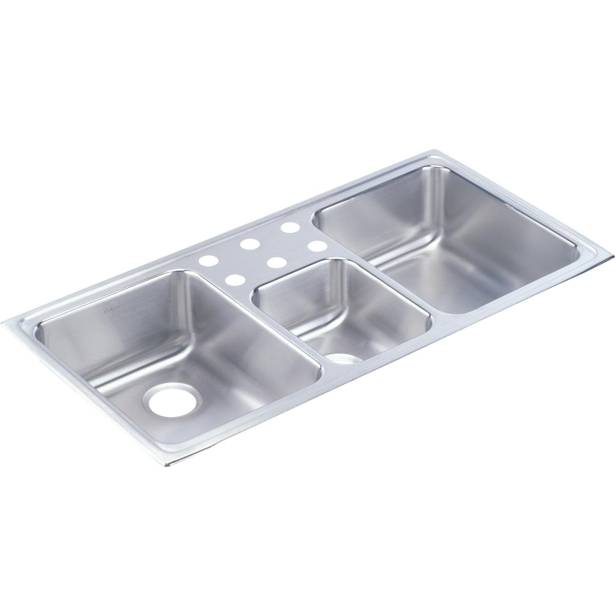 Elkay Lustertone Classic 43" x 22" x 7-7/8" Triple Bowl Drop-in Sink
