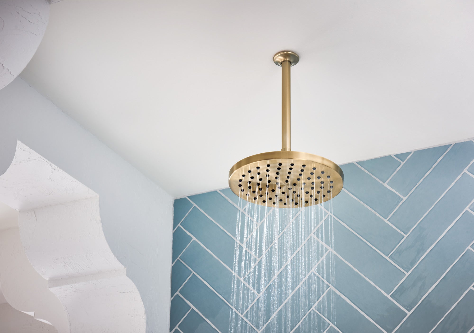 luxe gold shower arm and flange