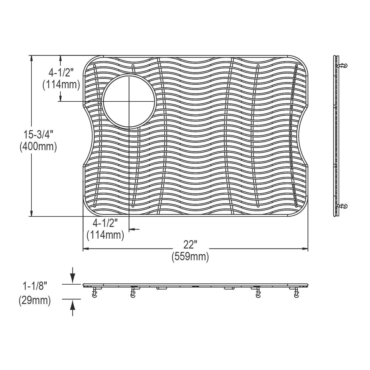 polished stainless steel bottom grid