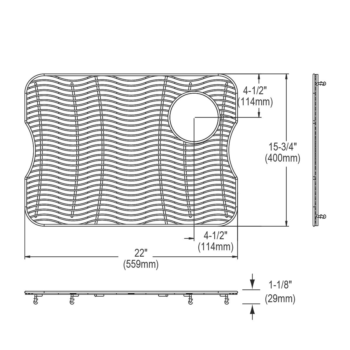 polished stainless steel bottom grid