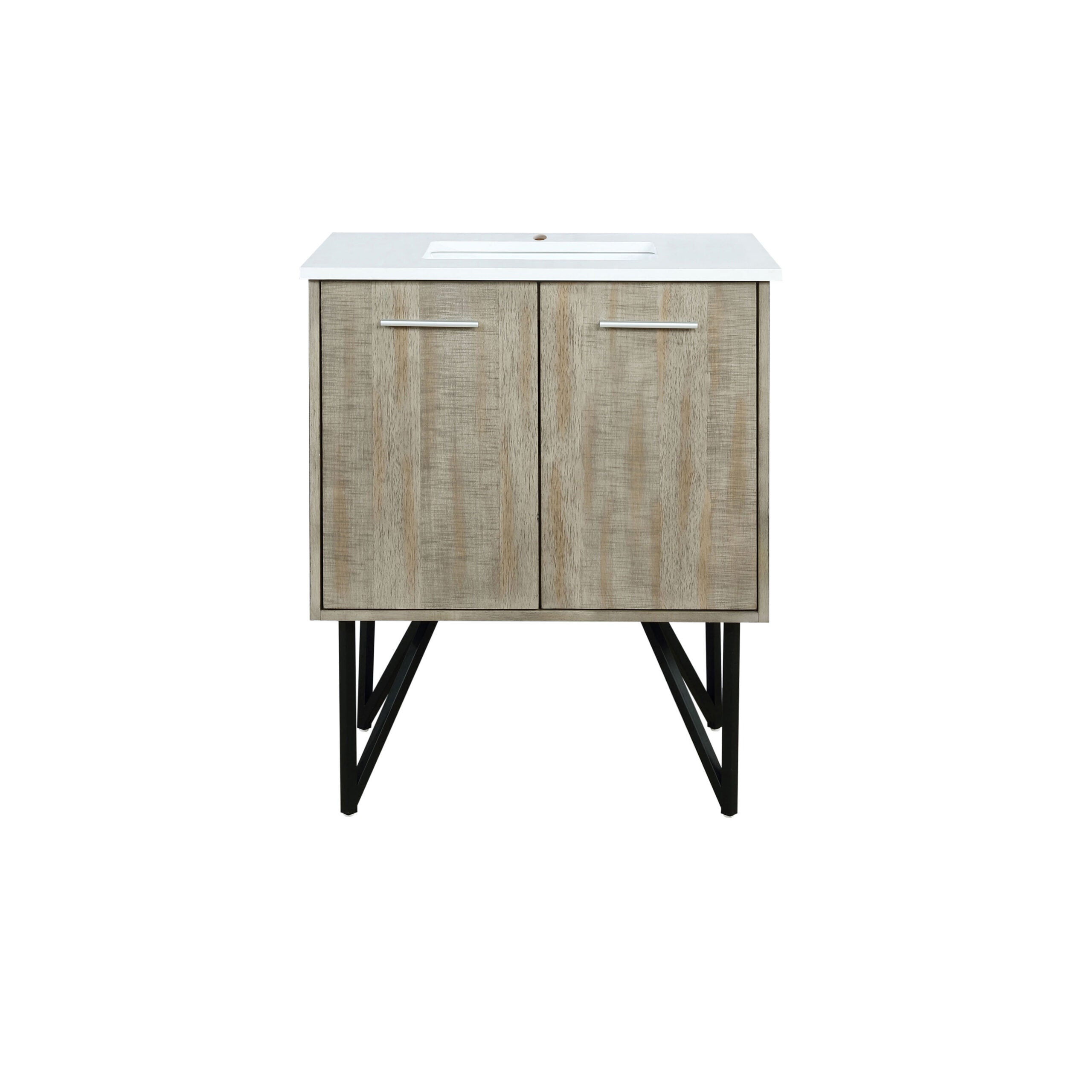 Lexora Lancy 30 in W x 20 in D Rustic Acacia Bath Vanity and White Quartz Top