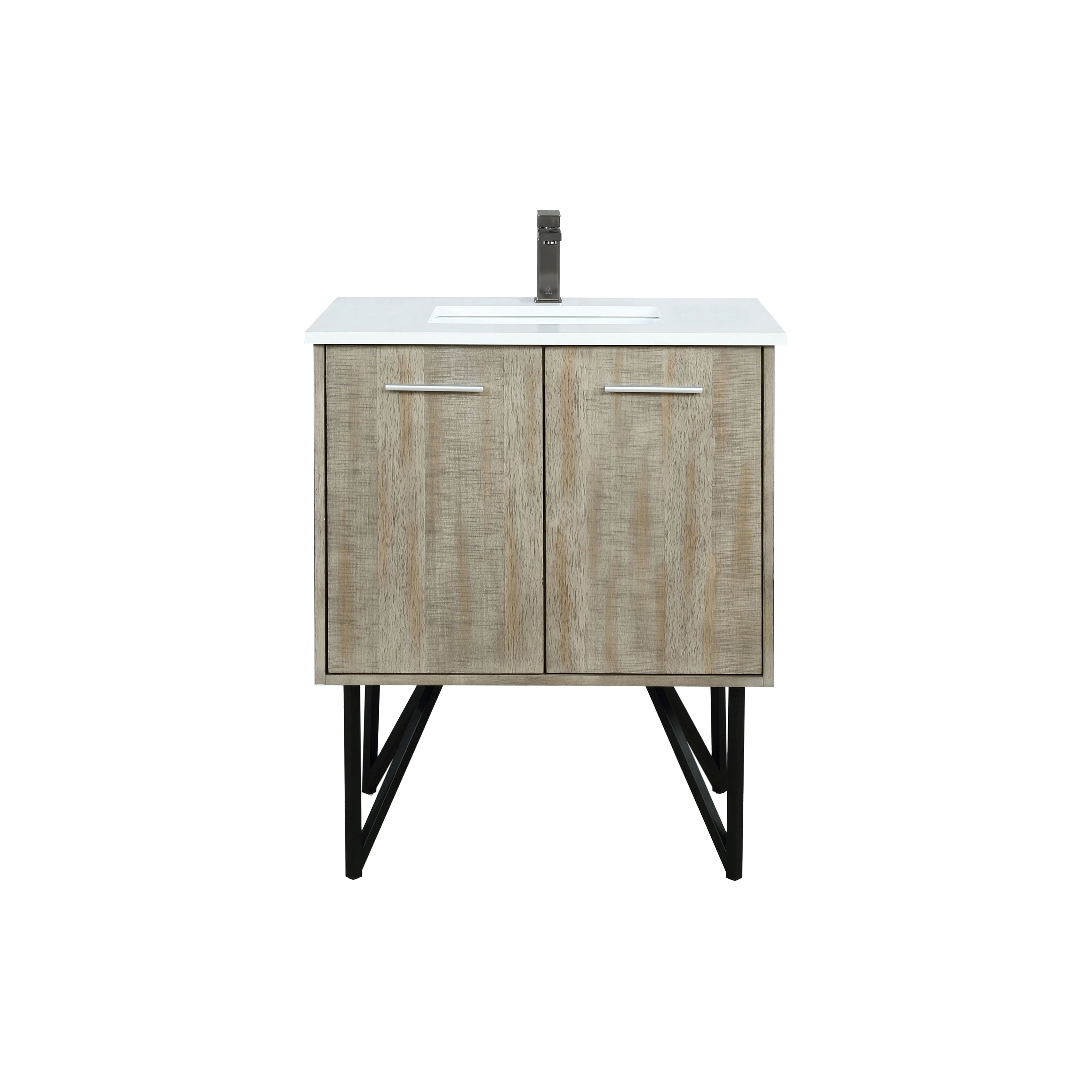 Lexora Lancy 30 in W x 20 in D Rustic Acacia Bath Vanity and White Quartz Top