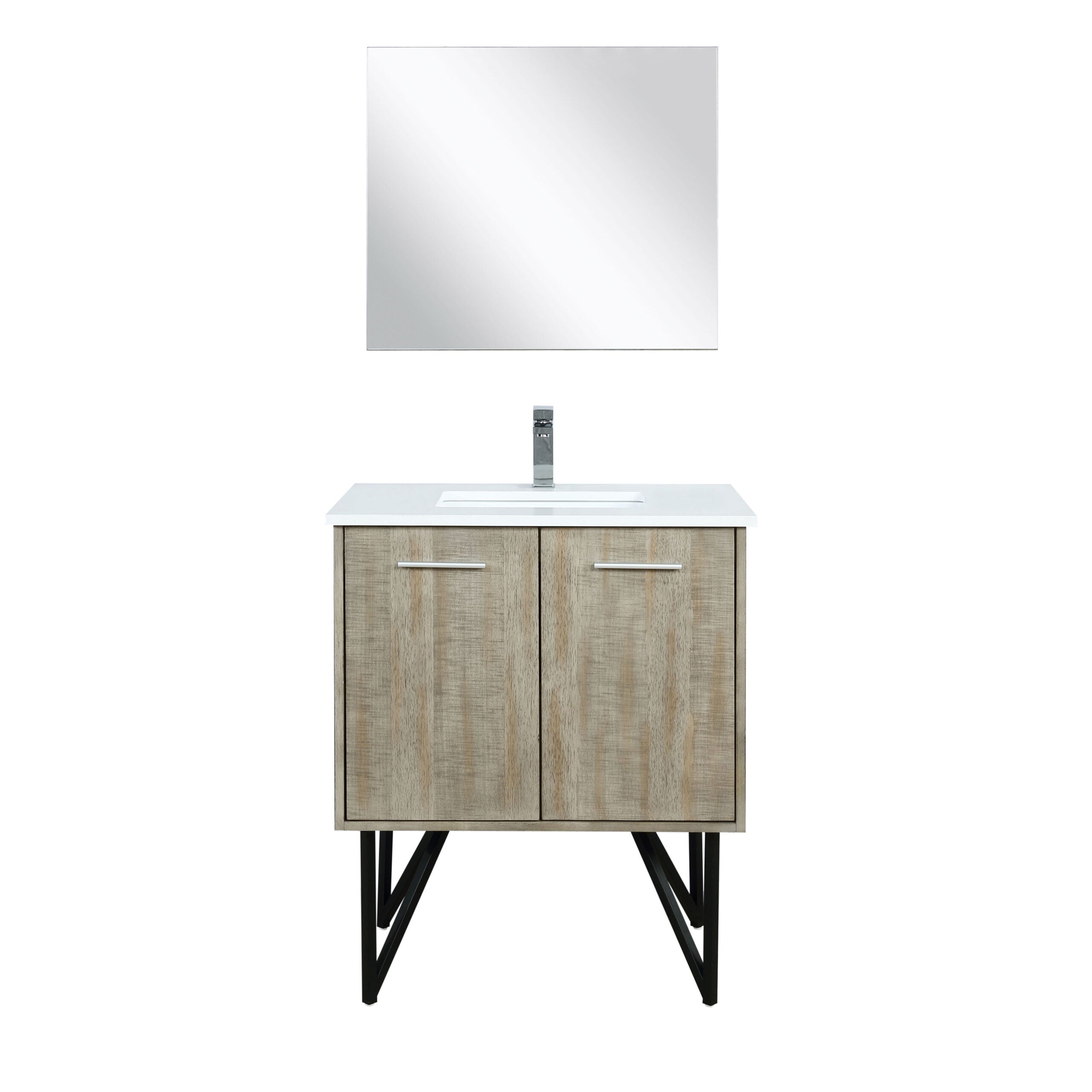 Lexora Lancy 30 in W x 20 in D Rustic Acacia Bath Vanity and White Quartz Top