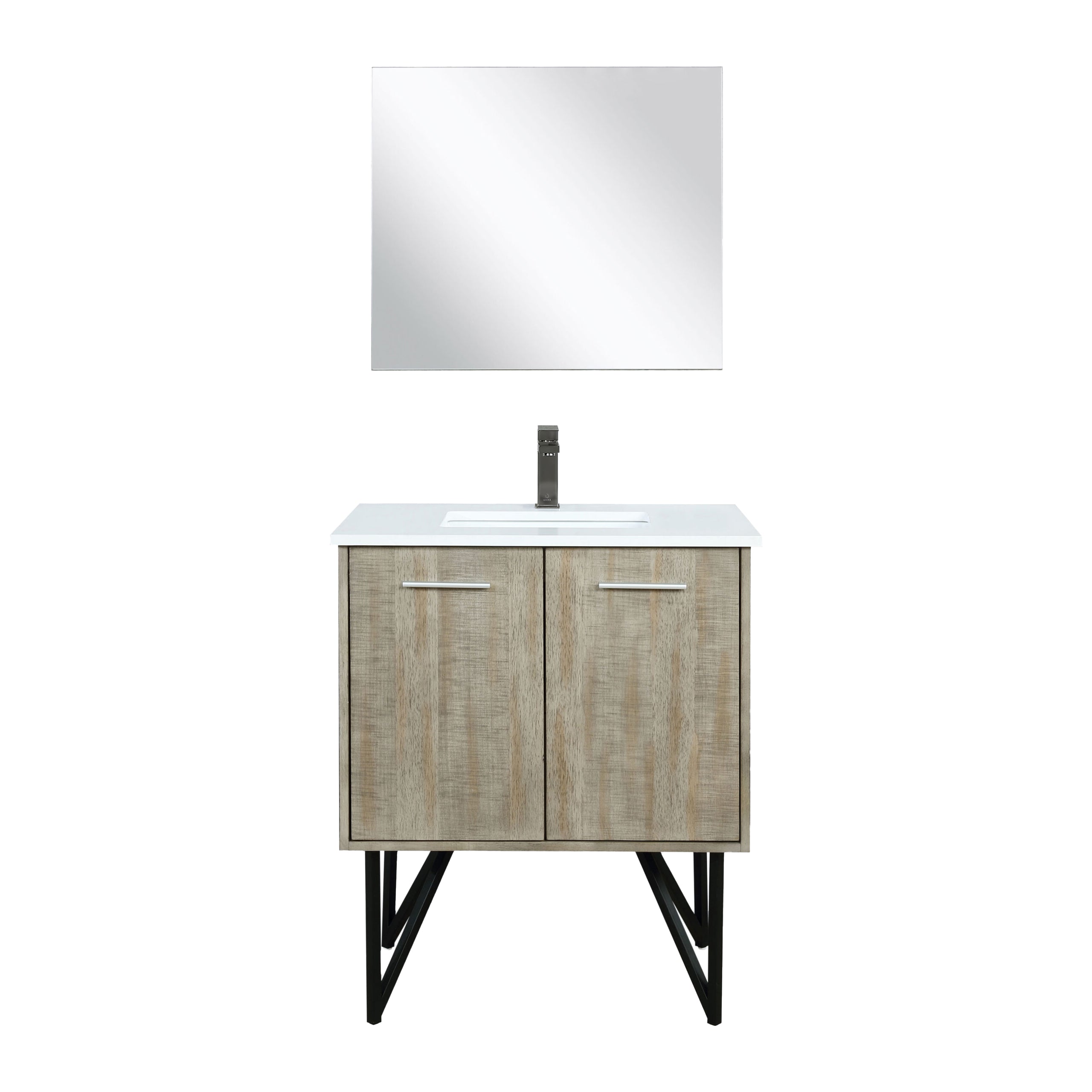 Lexora Lancy 30 in W x 20 in D Rustic Acacia Bath Vanity and White Quartz Top