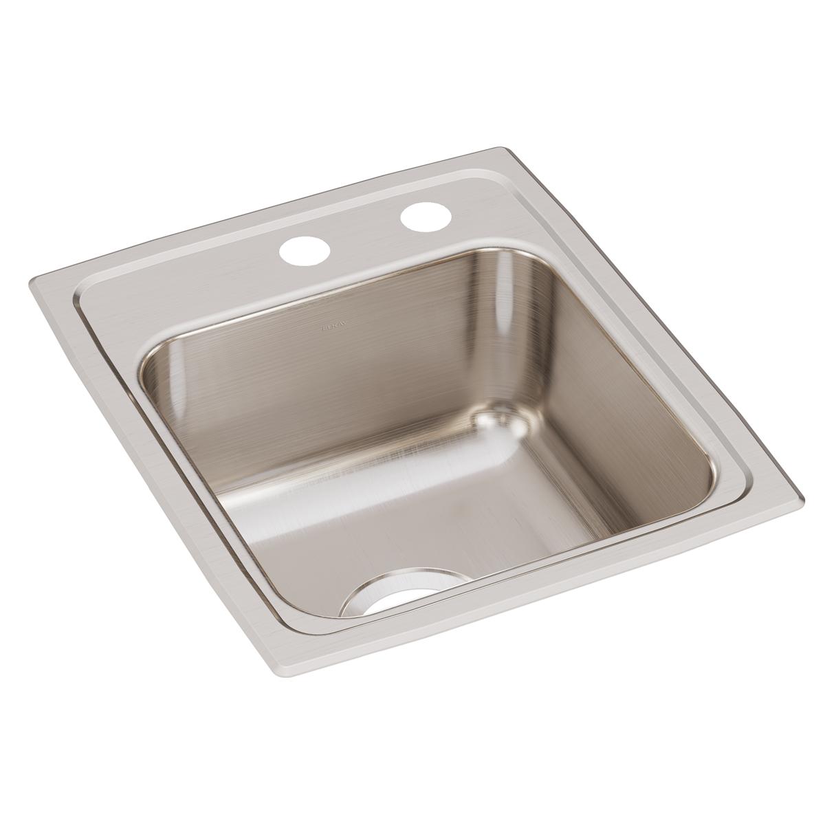 Elkay Lustertone Classic 15" x 17-1/2" x 7-5/8" MR2-Hole Single Bowl Drop-in Bar Sink