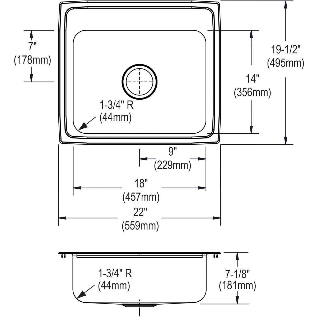 brushed satin single bowl drop-in sink