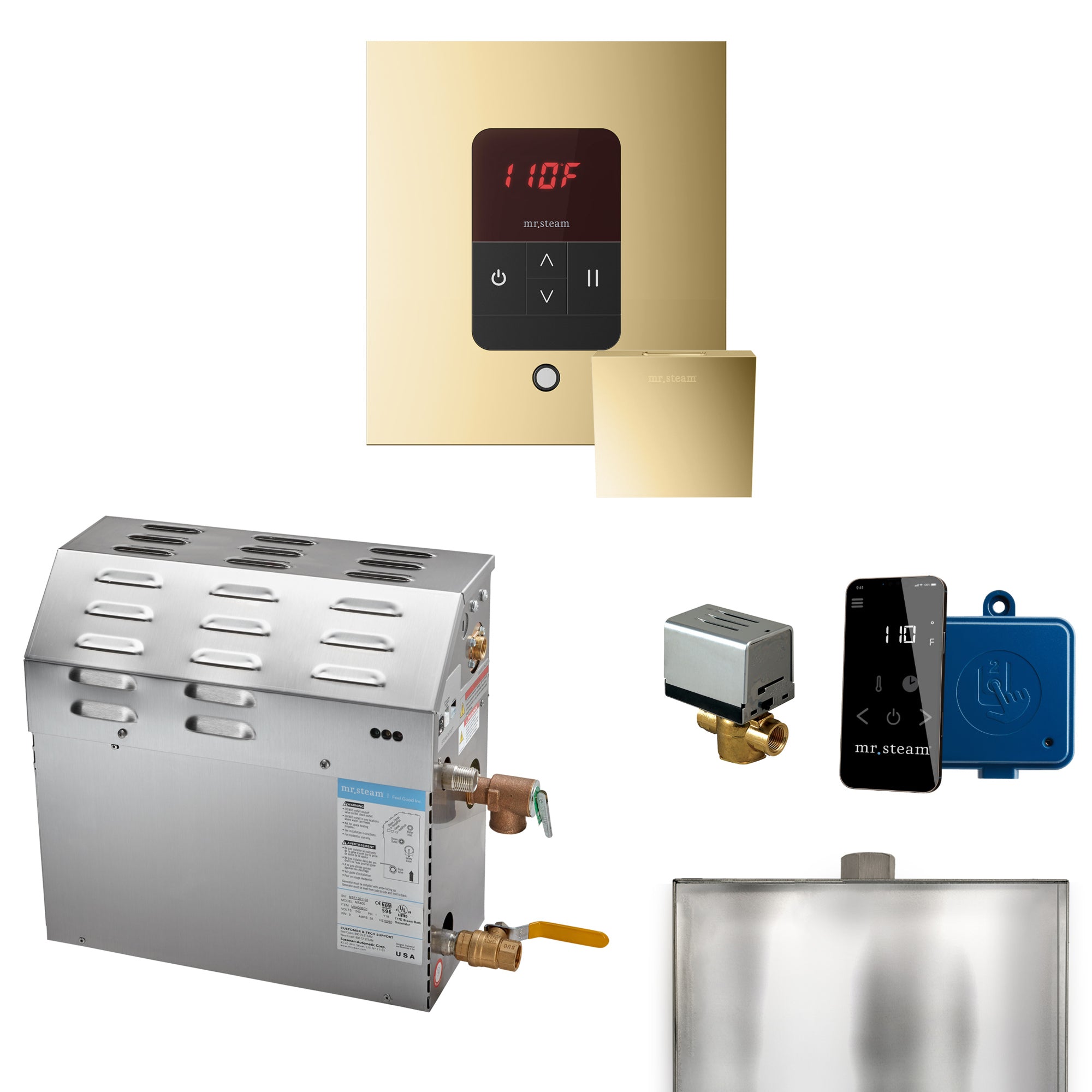 Mr Steam MS 7.5 kW Steam Shower Generator Package with Square iTempo Control