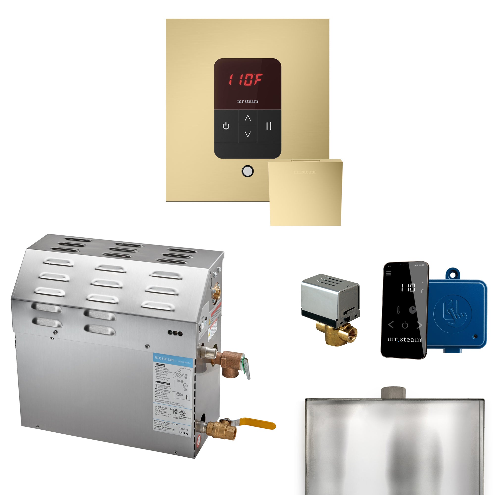 Mr Steam MS 9 kW Steam Shower Generator Package with Square iTempo Control