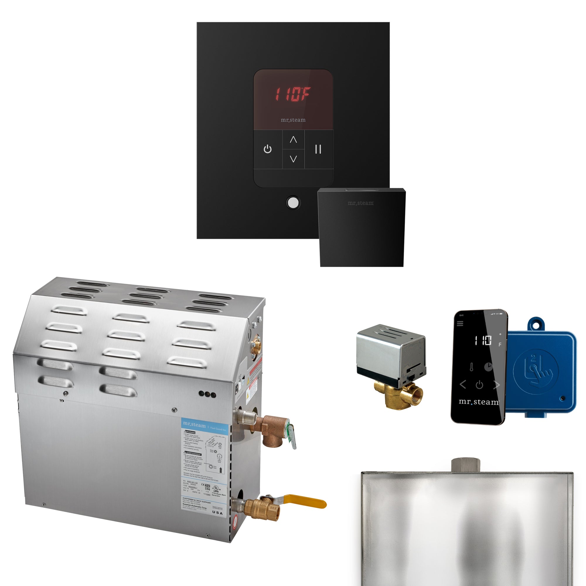 Mr Steam MS 12 kW Steam Shower Generator Package with Square iTempo Control