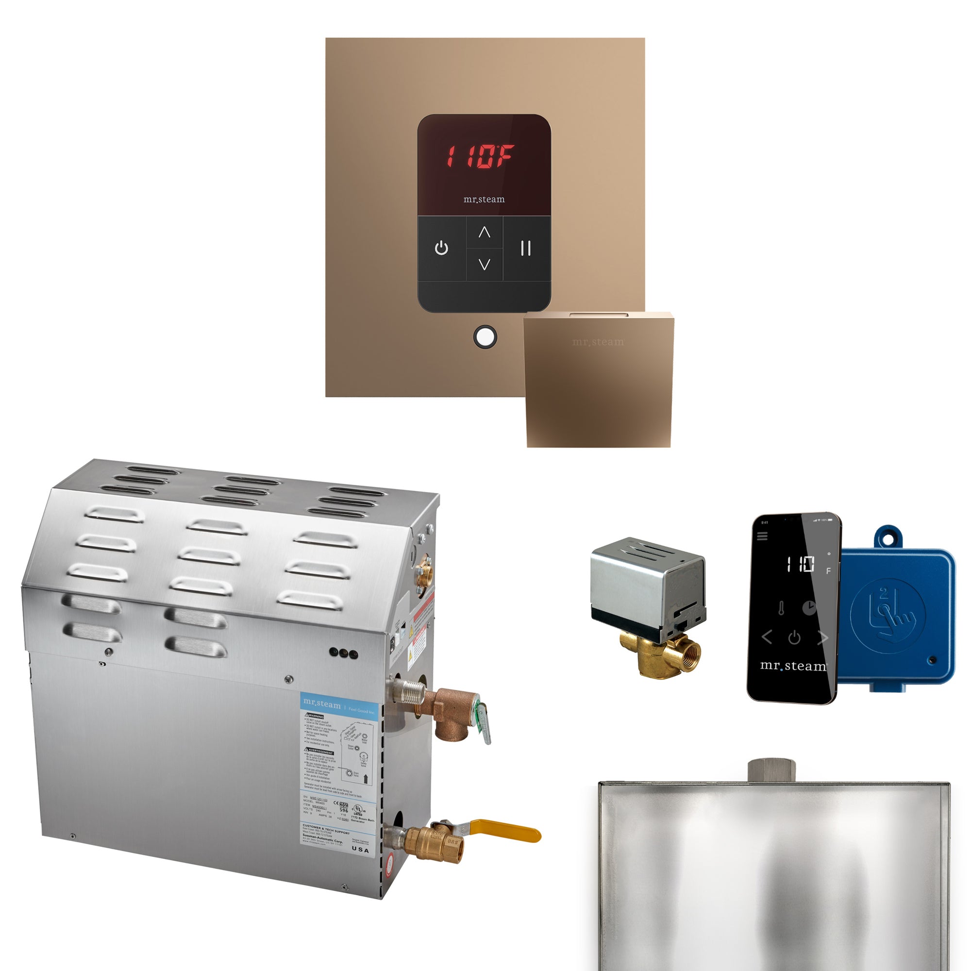 Mr Steam MS 7.5 kW Steam Shower Generator Package with Square iTempo Control