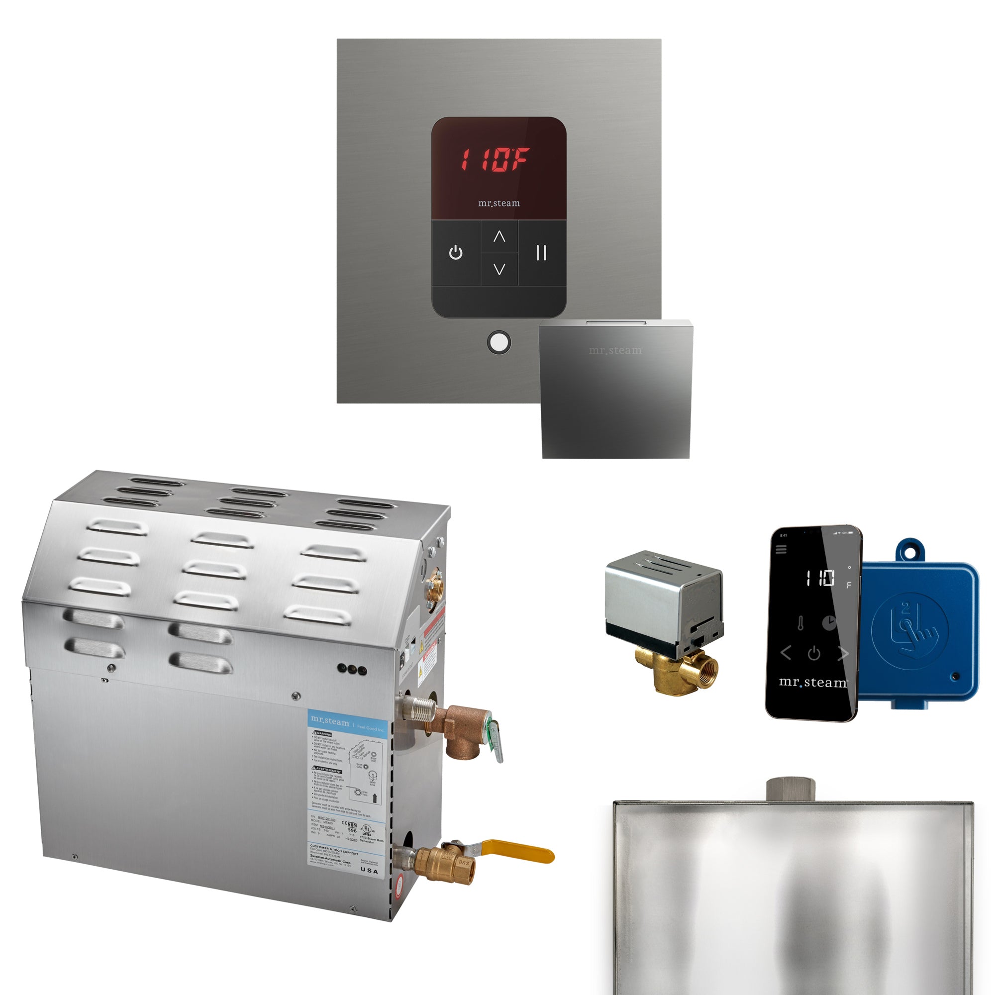 Mr Steam MS 12 kW Steam Shower Generator Package with Square iTempo Control