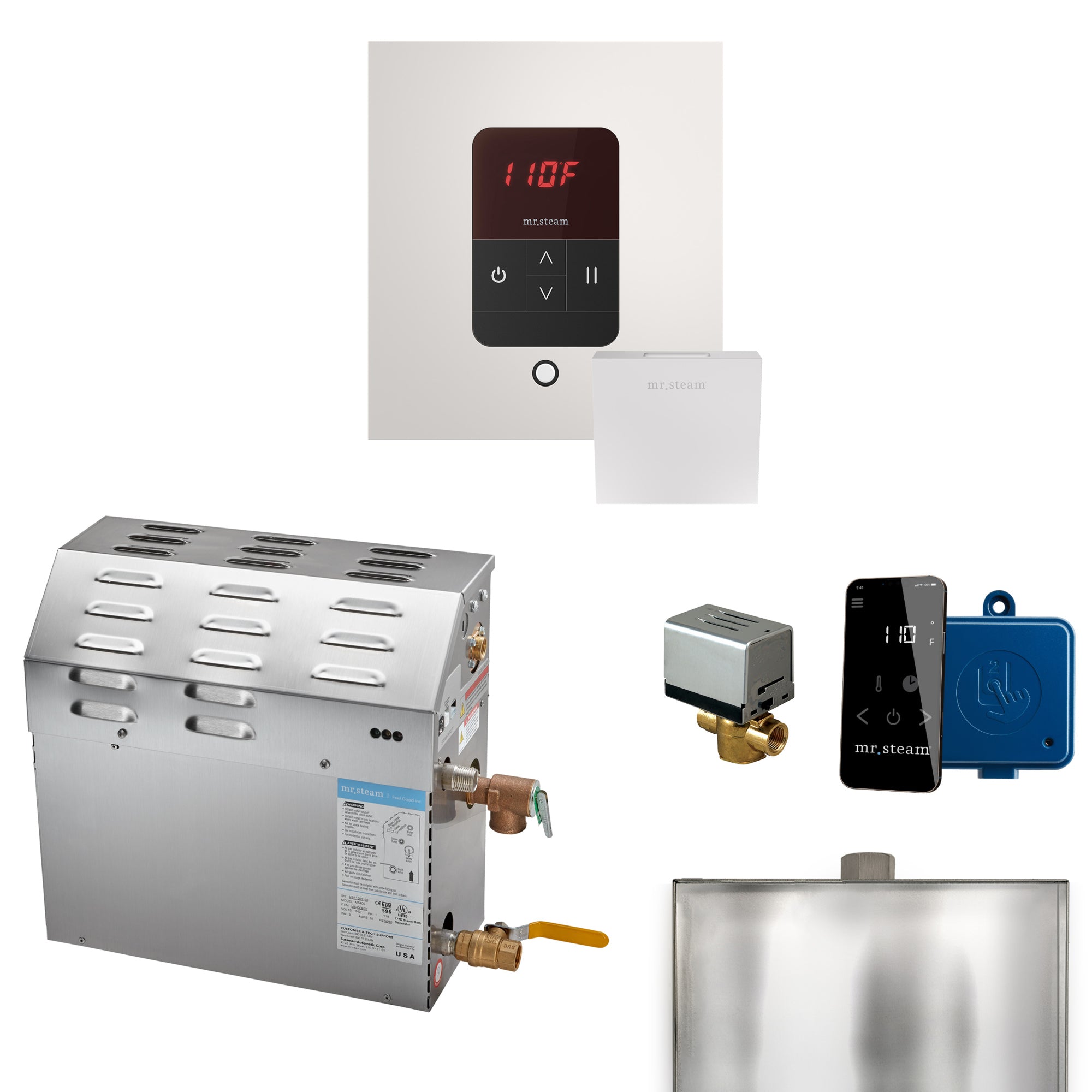 Mr Steam MS 12 kW Steam Shower Generator Package with Square iTempo Control
