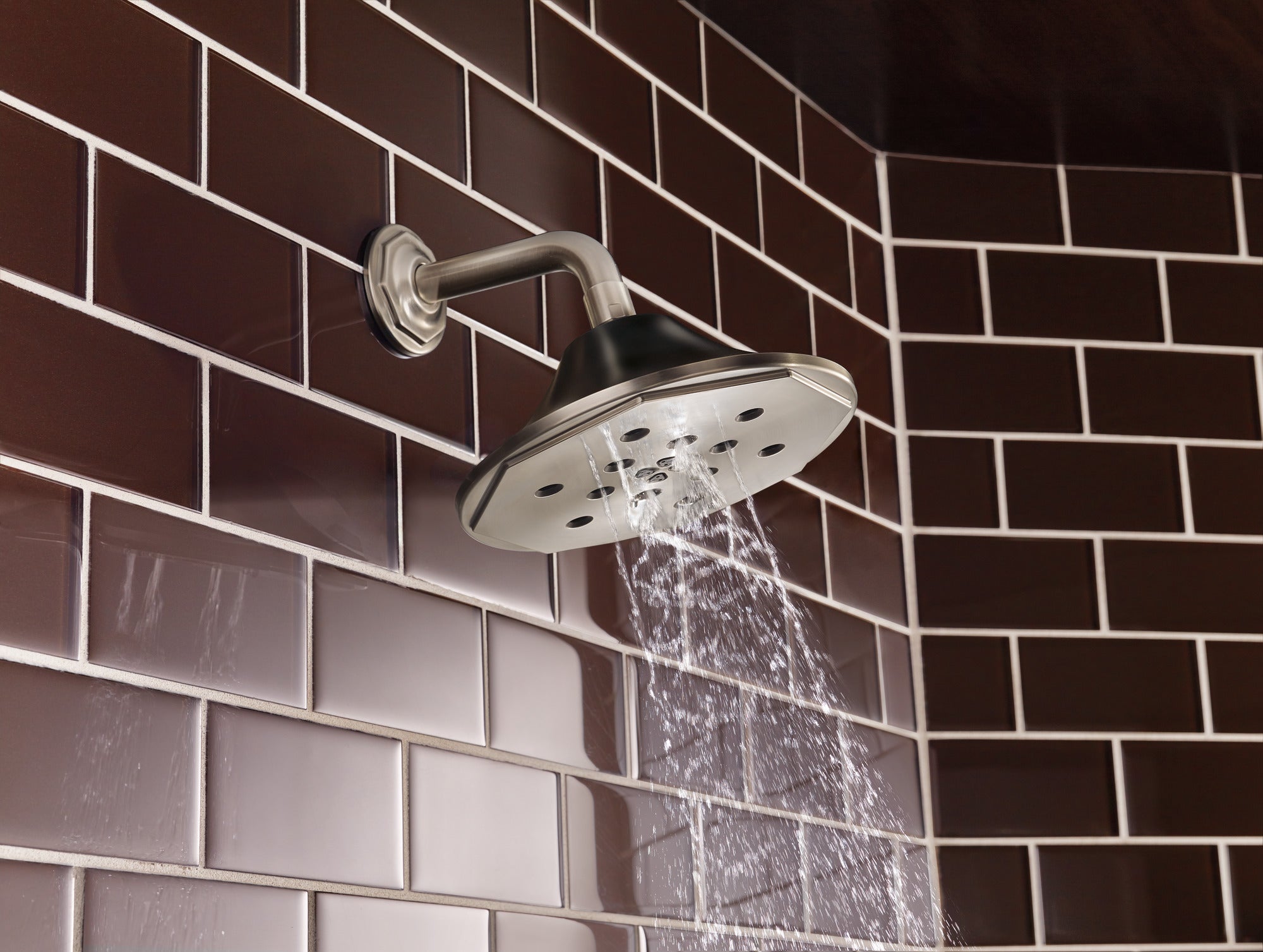 luxe nickel /matte black showerhead