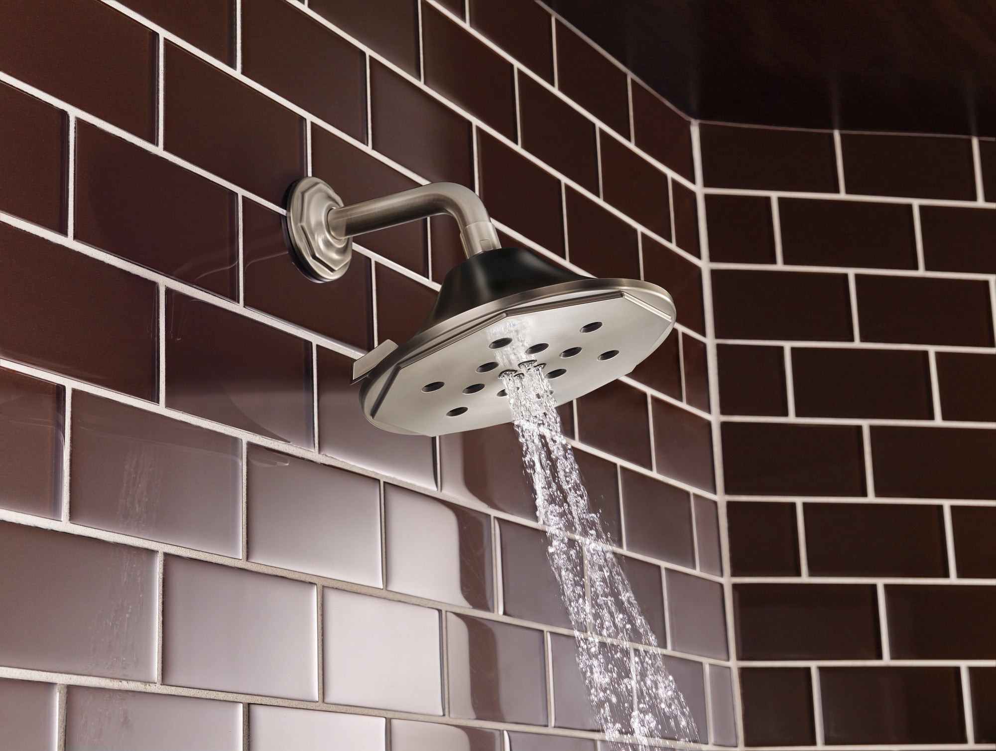 luxe nickel /matte black showerhead