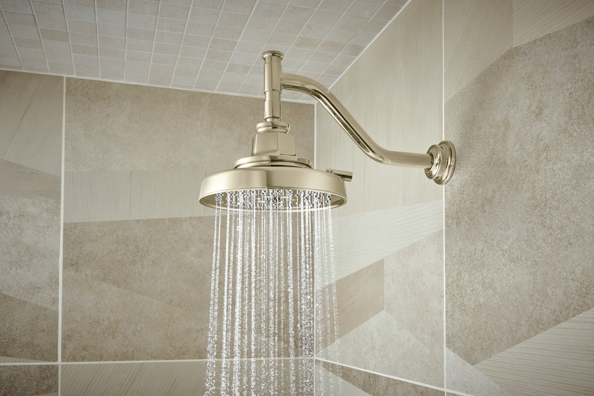 polished nickel shower head
