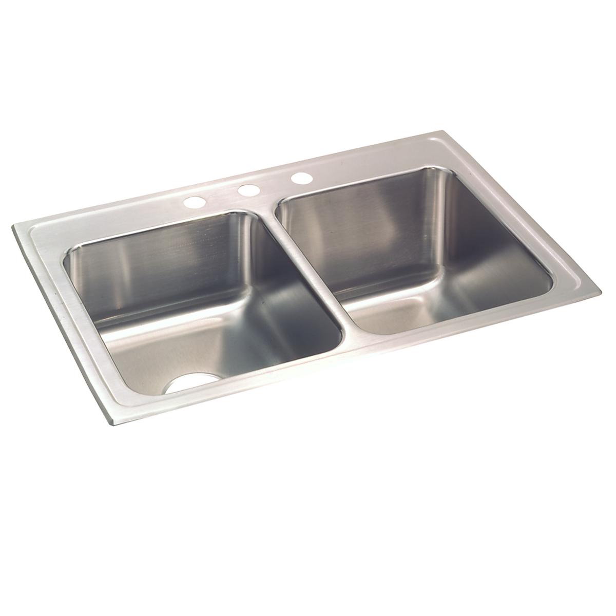 lustrous satin double bowl drop-in sink