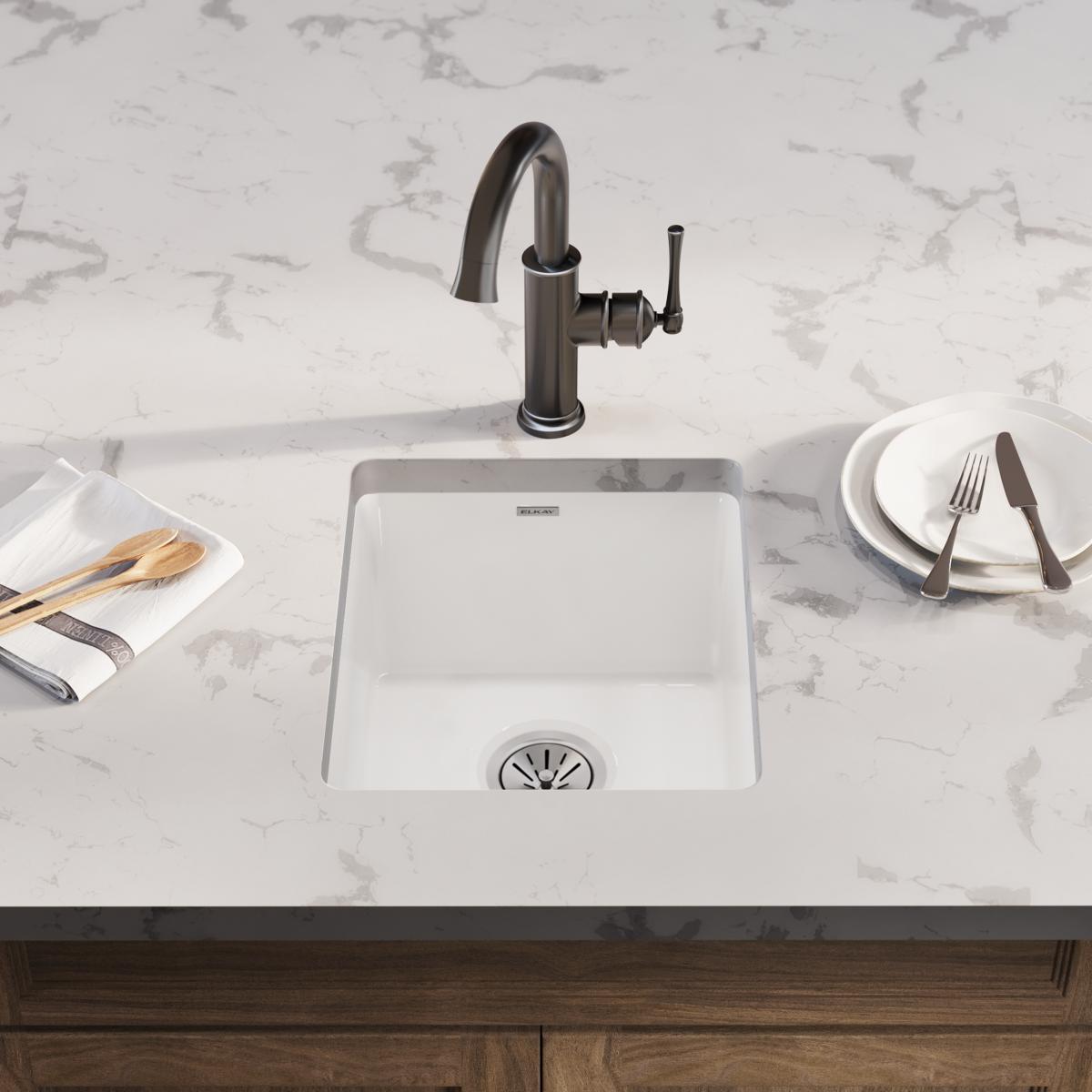 white undermount bar sink