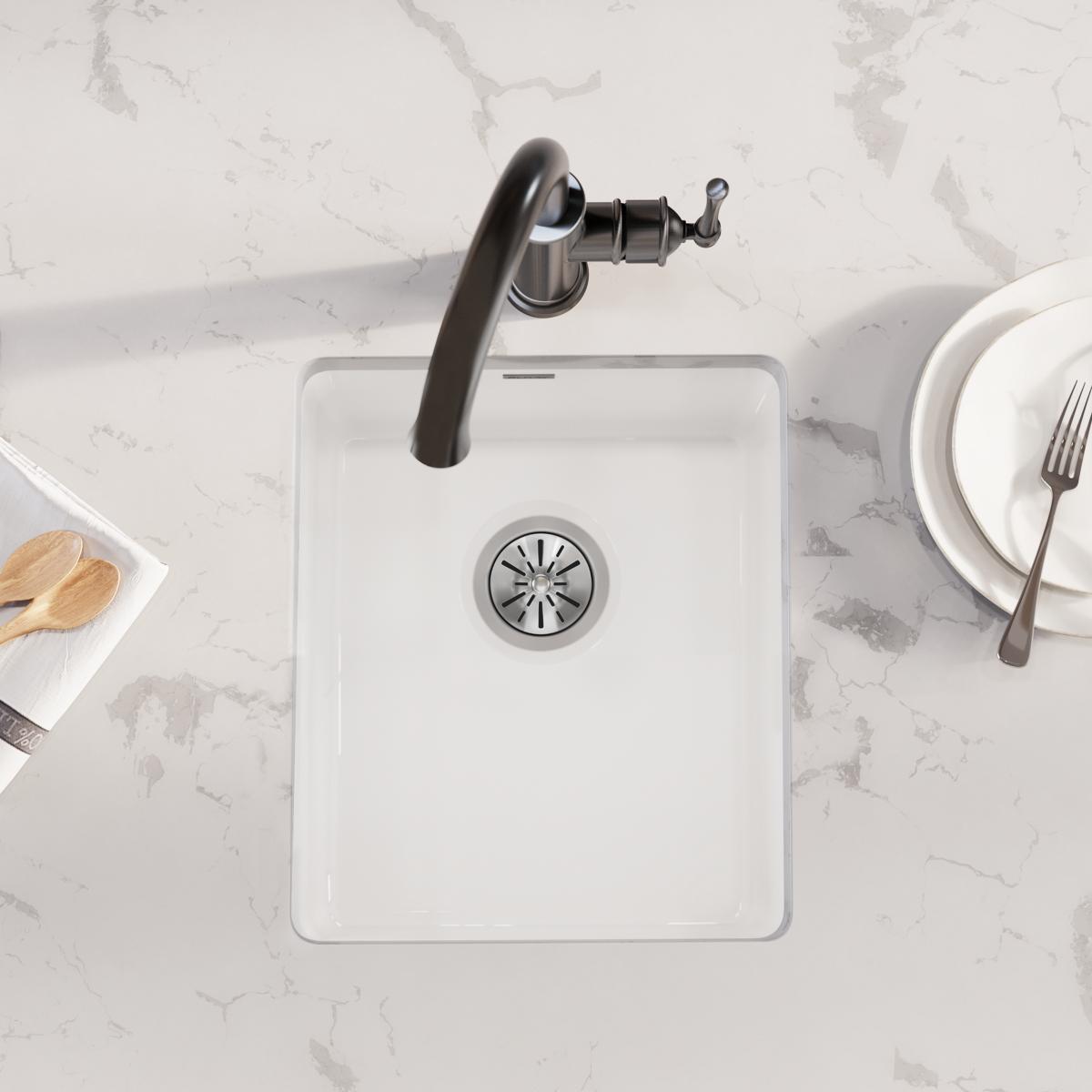 white undermount bar sink