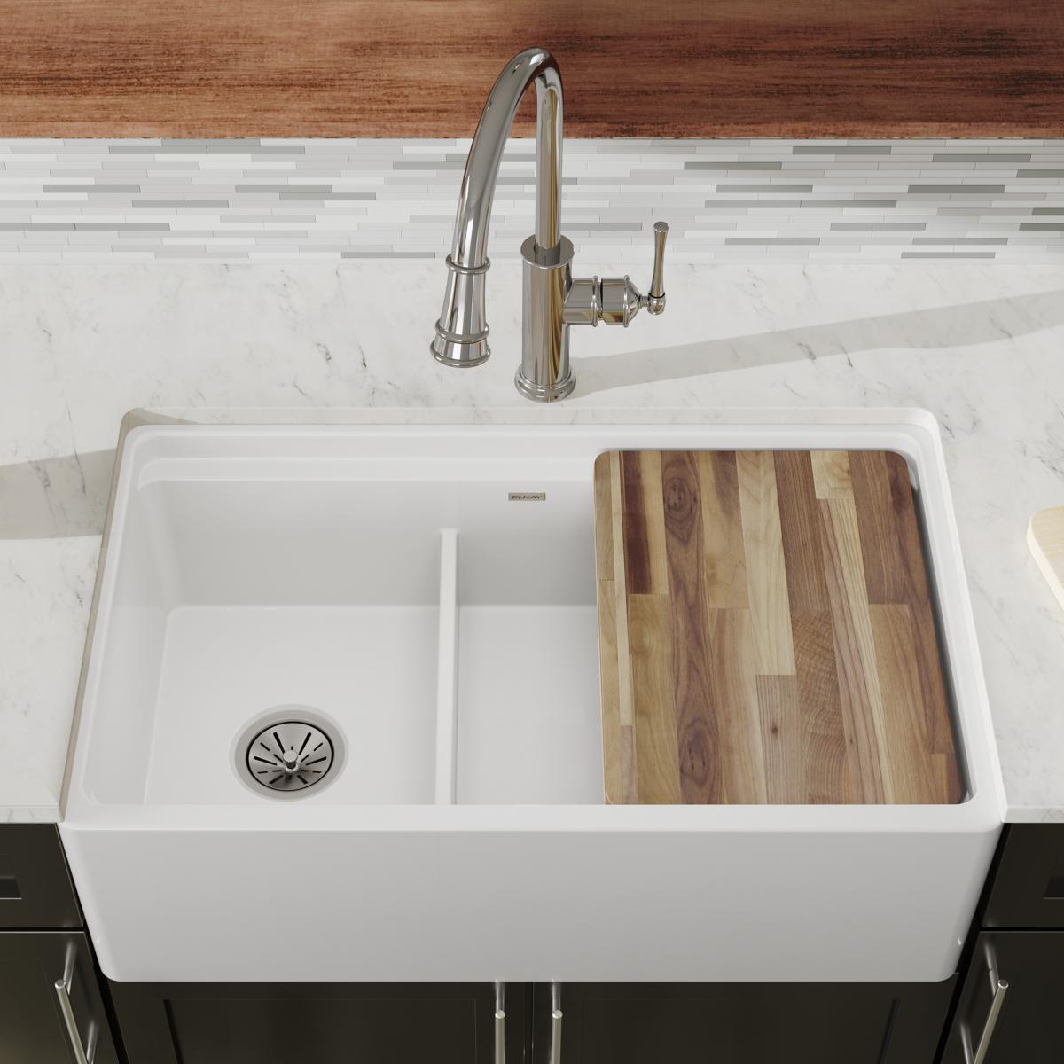 white workstation sink