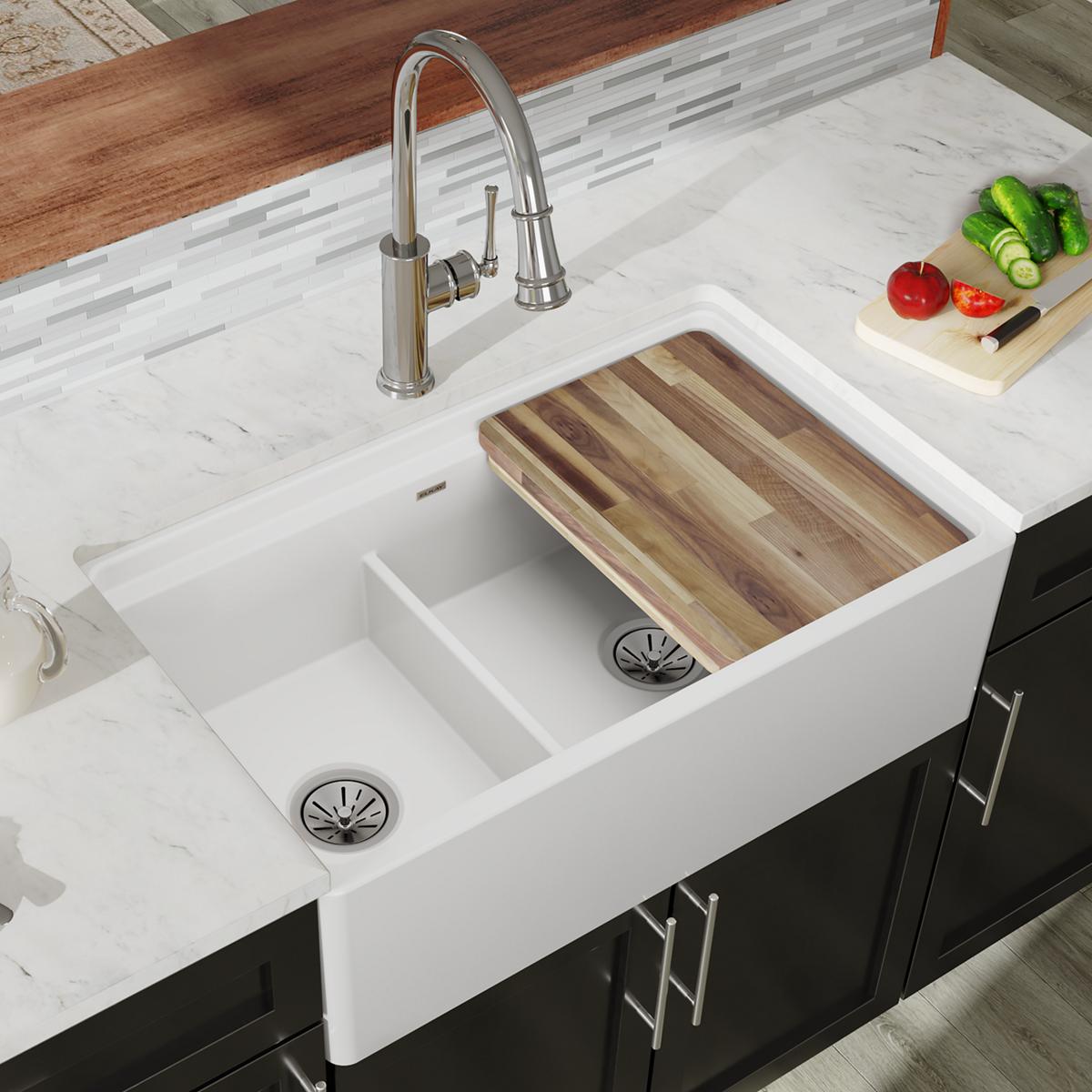 white workstation sink