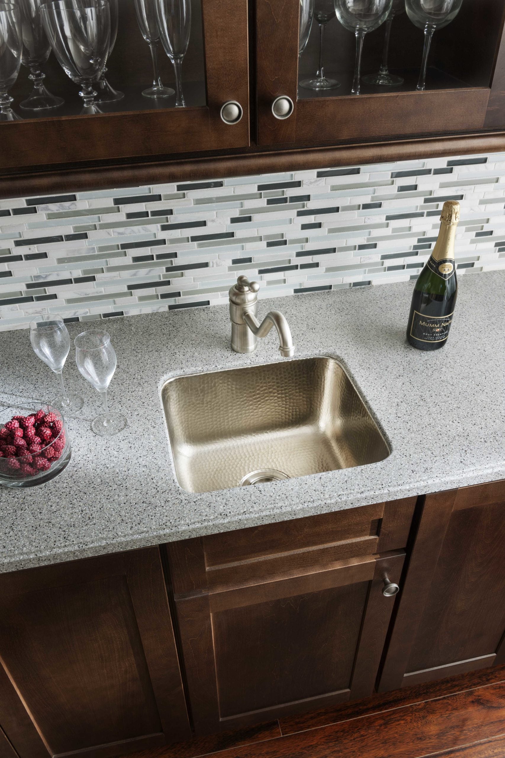 aged copper hammered sink