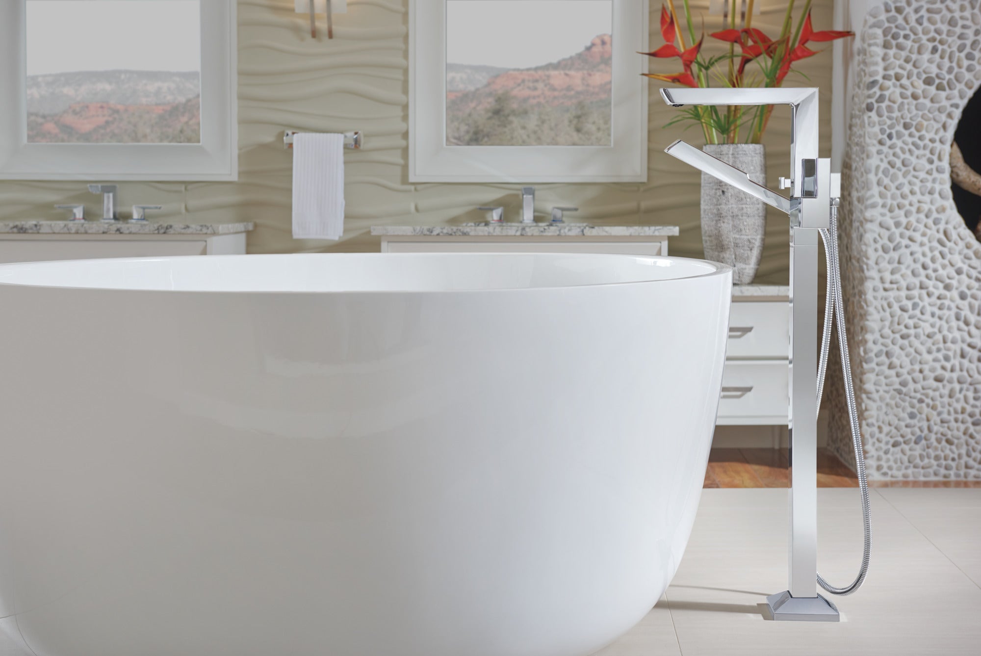 chrome lavatory faucet