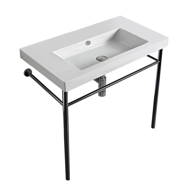 Nameeks Tecla 31-1/2" Ceramic Bathroom Sink for Console Installation - Includes Overflow