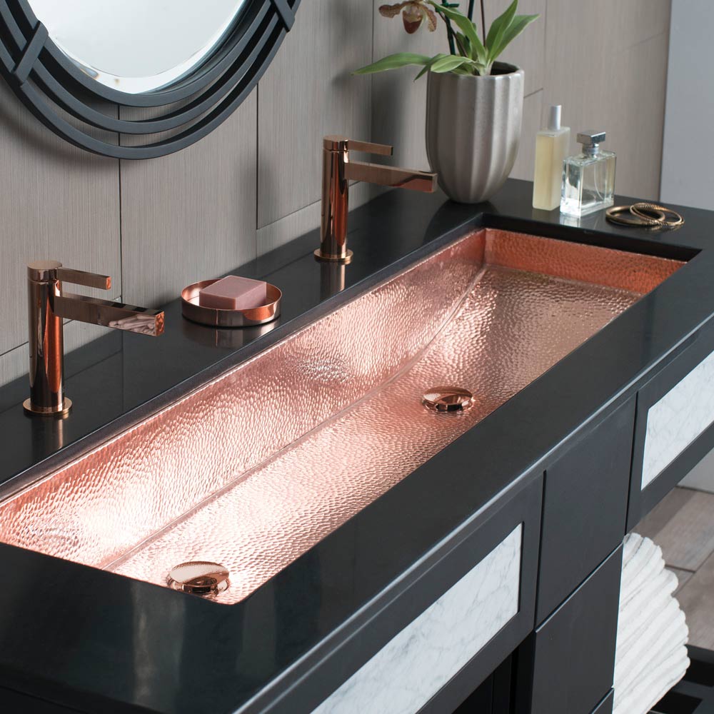 polished copper sink