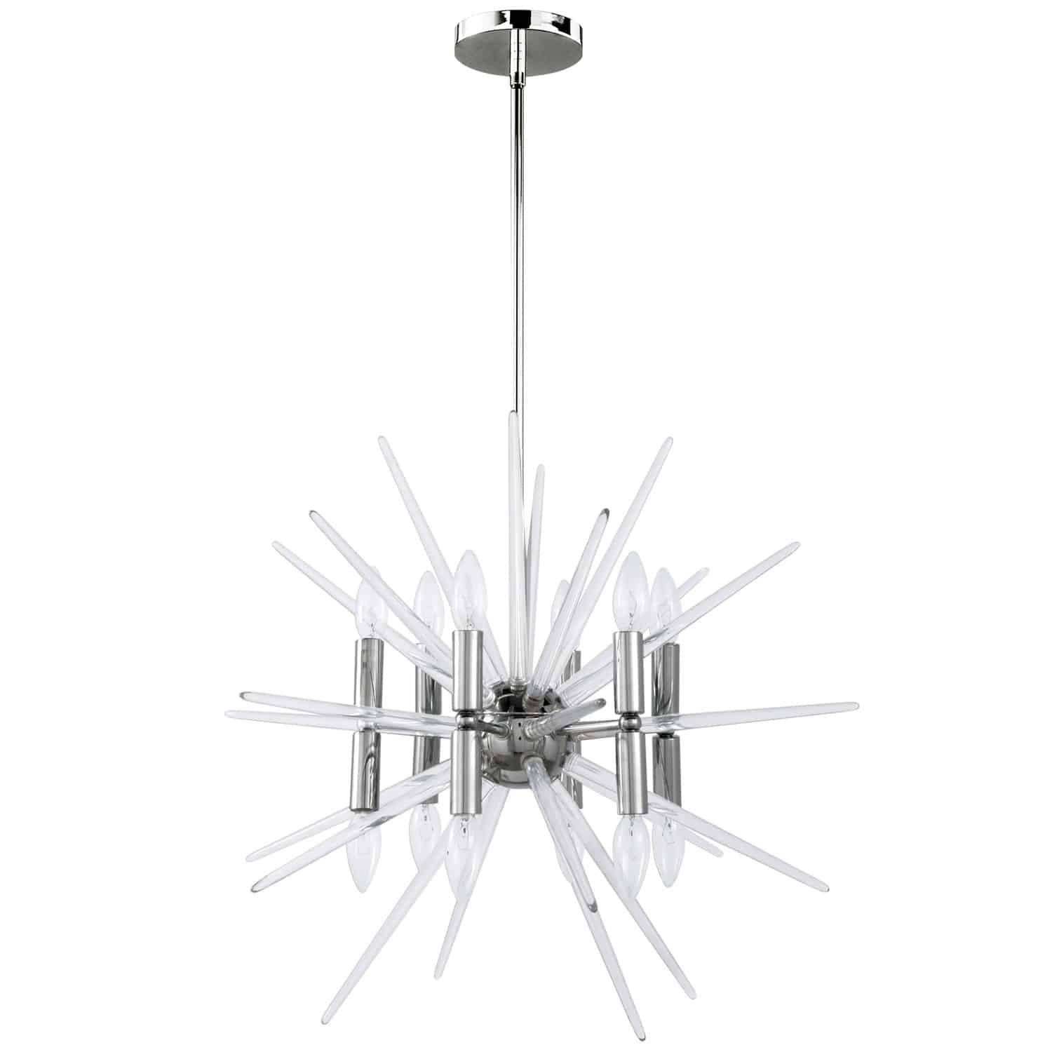 polished chrome with clear acrylic spikes pendants